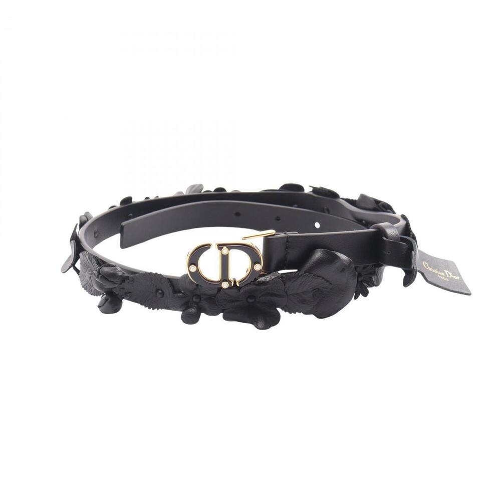 Christian Dior Dior CD logo buckle flower gold hardware leather belt for wome...
